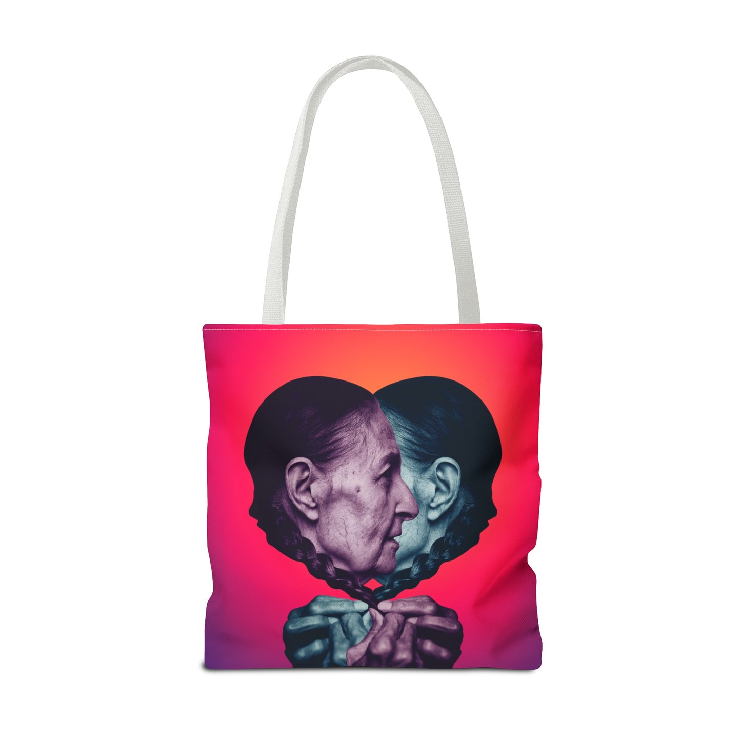 Mesmerizing Collage Art Tote Bag "Keeping Secrets" - Woman Whispering Secret into Her Own Ear