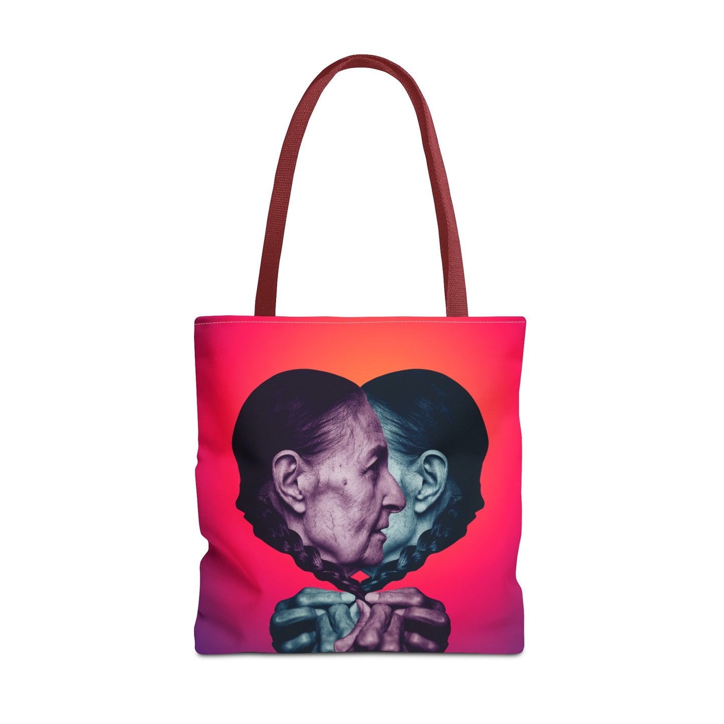 Mesmerizing Collage Art Tote Bag "Keeping Secrets" - Woman Whispering Secret into Her Own Ear