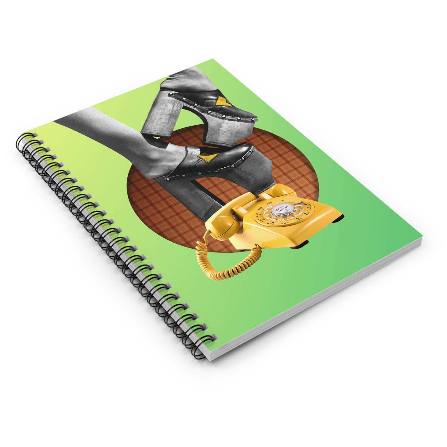Groovy 70's Spiral Notebook with Collage Art 'Hold My Calls' Print - Retro Vibes!