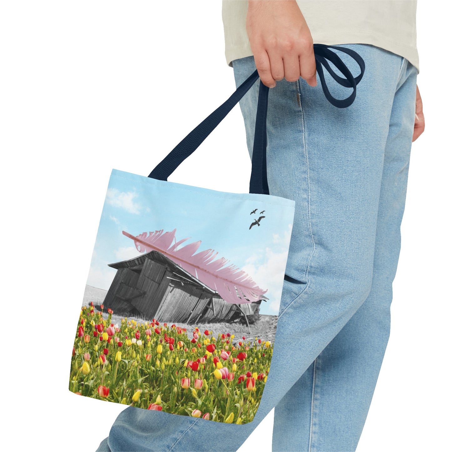 Strong As A Feather Tote Bag with Surreal Collage Art