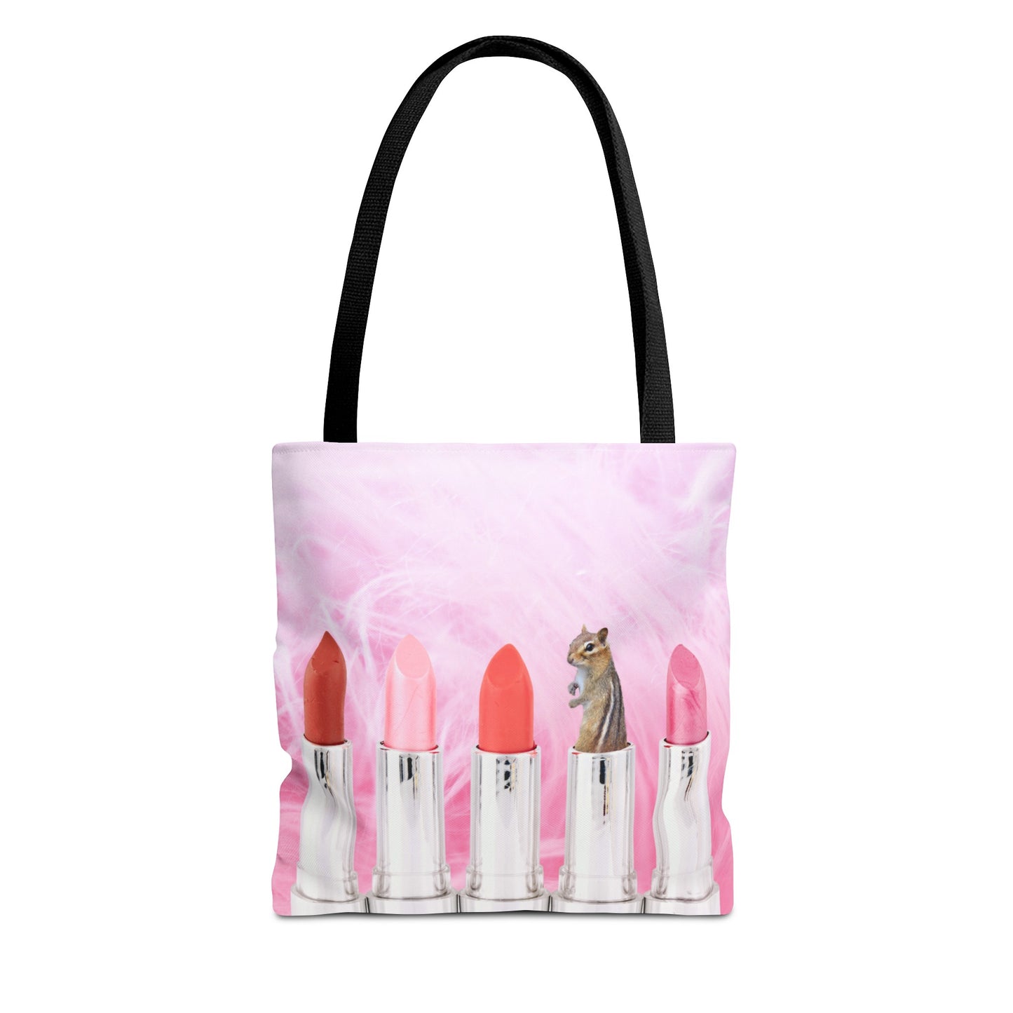 Vibrant Lipstick Tote Bag with Chipmunk Surprise - Unique Gift "Shocking Color"