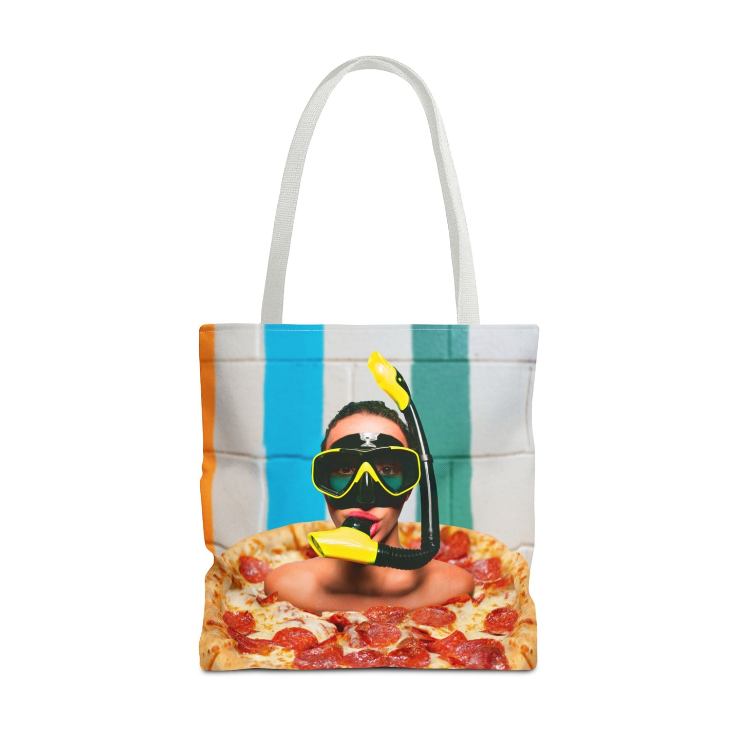 Cheesy Pizza Scuba Diver Tote Bag - Colorful Artwork for Divers & Foodies "Grease and Salt"