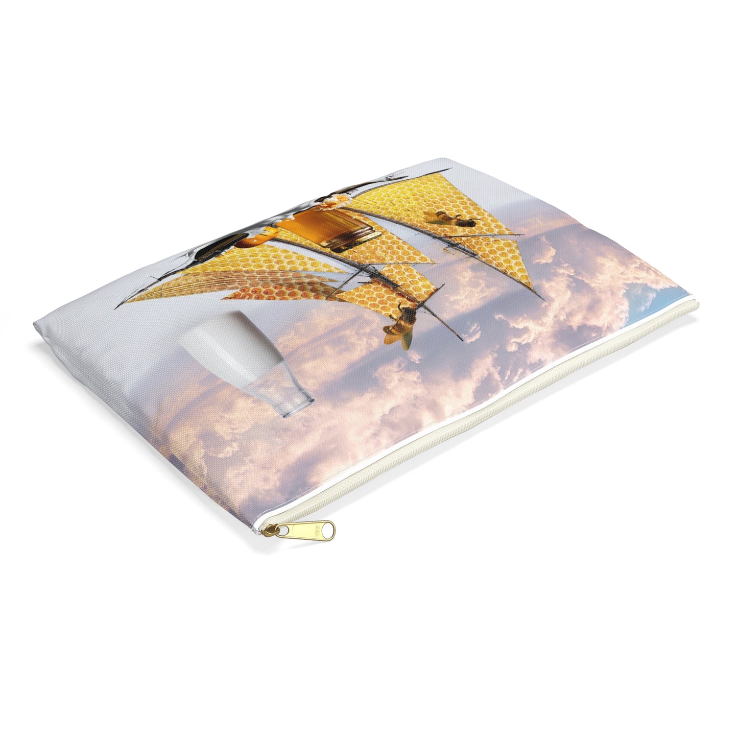 Whimsical Bees Adventure Accessory Pouch - Milk & Honey Collage Art