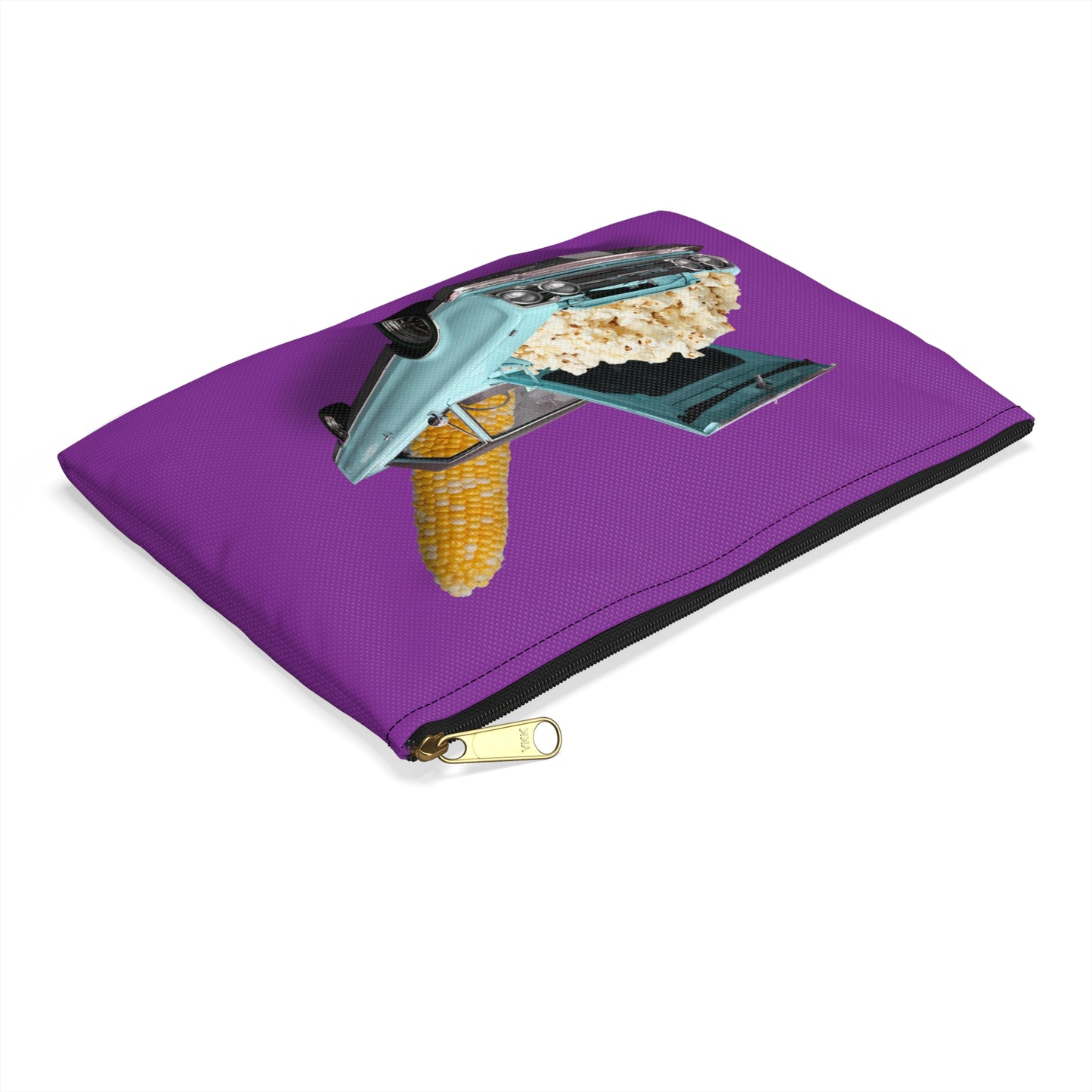 Quirky Accessory Pouch - Poppin' Ride: Popcorn Retro Car Fantasy