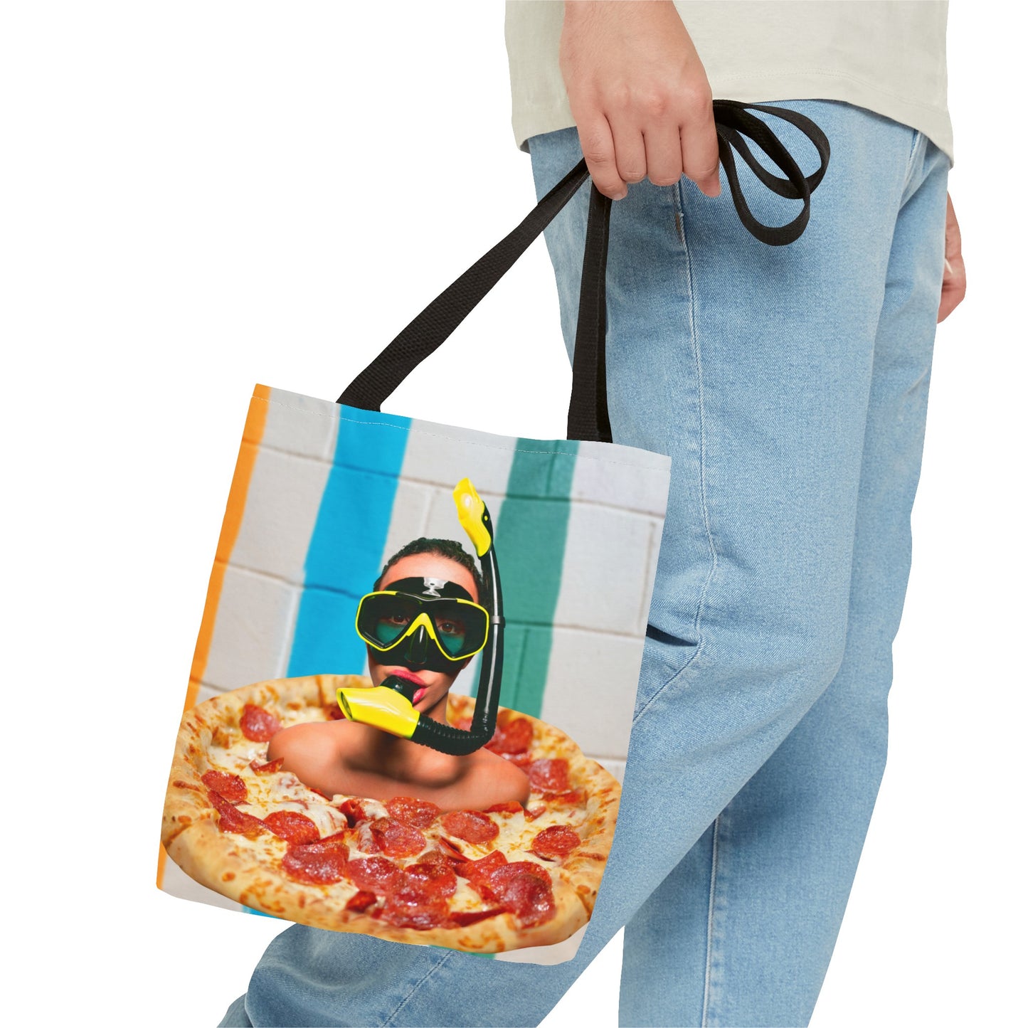 Cheesy Pizza Scuba Diver Tote Bag - Colorful Artwork for Divers & Foodies "Grease and Salt"
