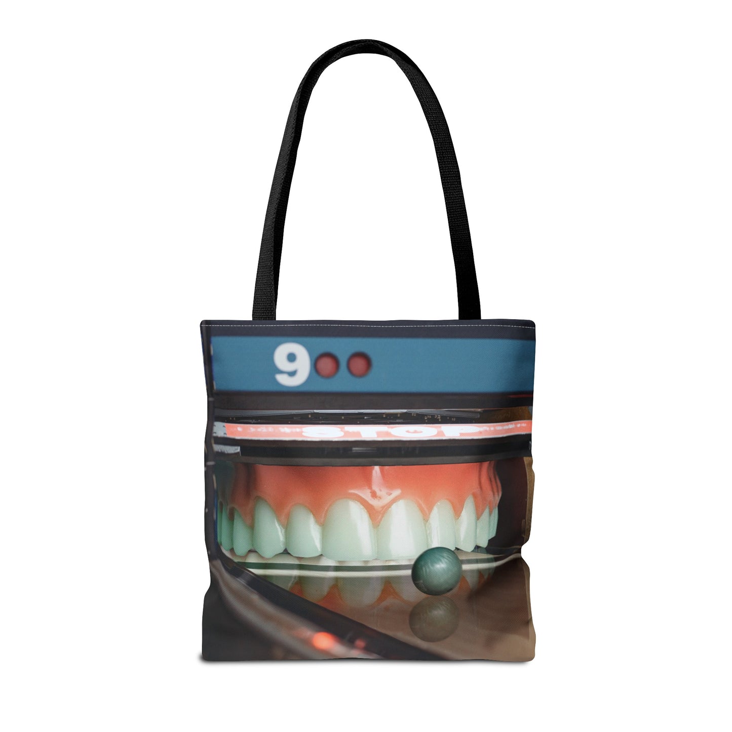 Gutter Mouth Tote Bag with Whimsical Bowling Lane Collage Art Bowler's Dental Tote
