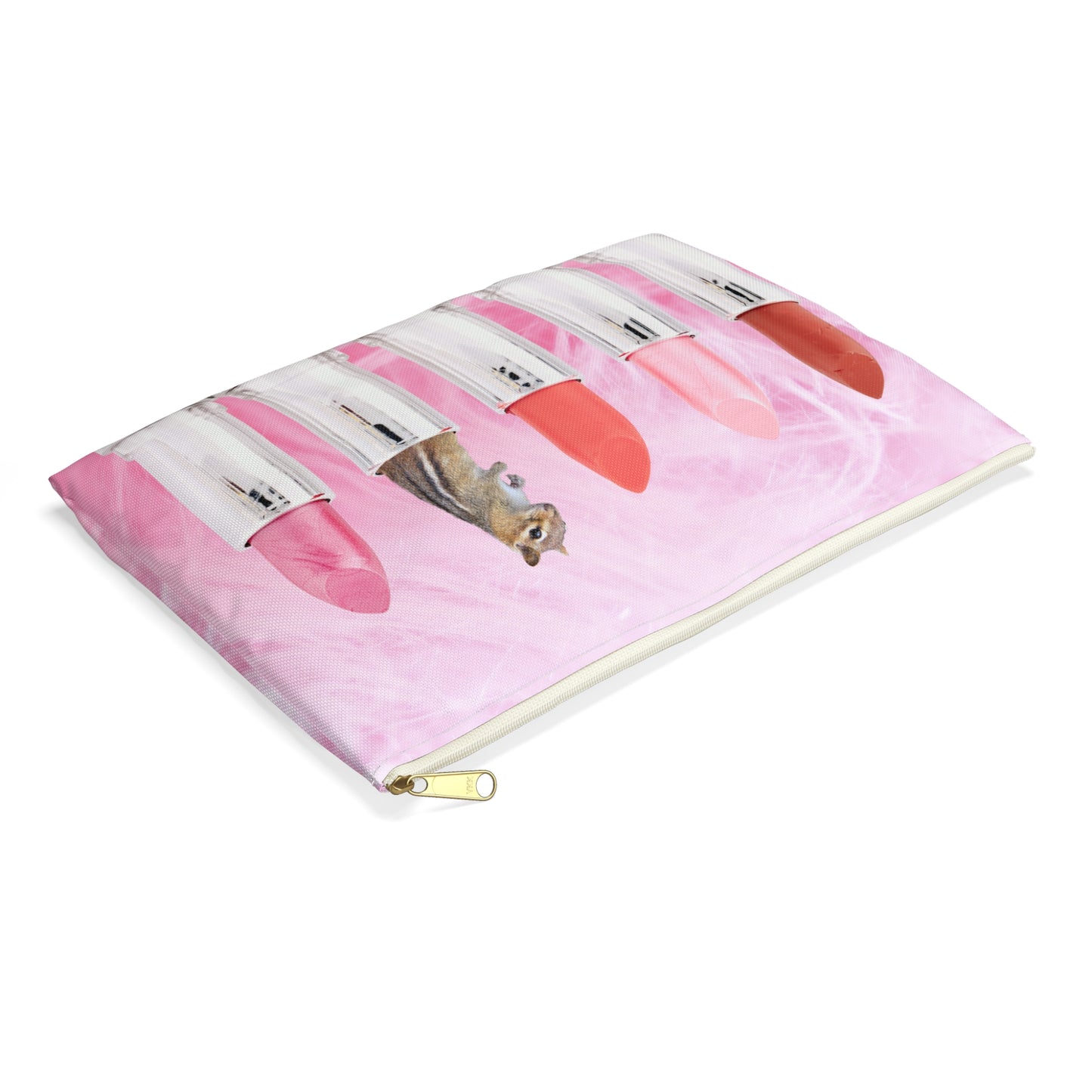 Vibrant Lipstick Accessory Pouch with Chipmunk Surprise - Unique Gift "Shocking Color"