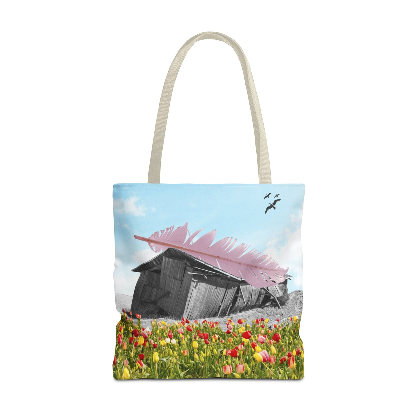 Strong As A Feather Tote Bag with Surreal Collage Art