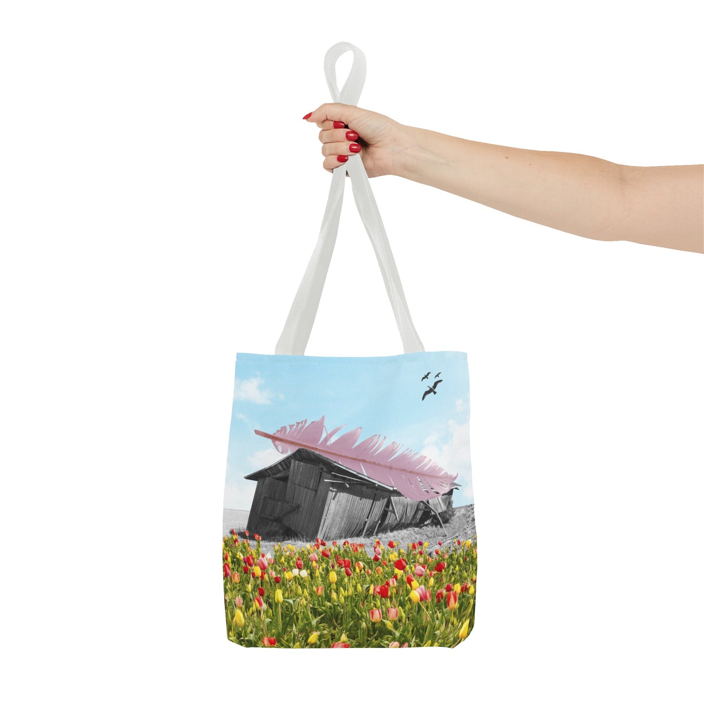 Strong As A Feather Tote Bag with Surreal Collage Art