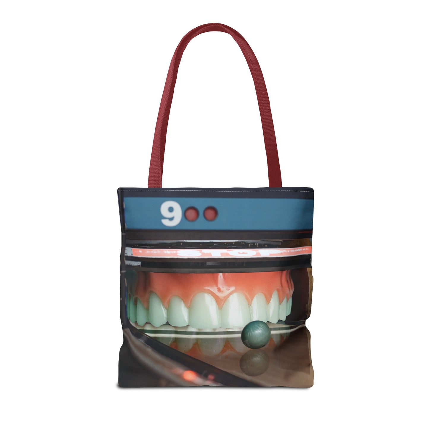 Gutter Mouth Tote Bag with Whimsical Bowling Lane Collage Art Bowler's Dental Tote