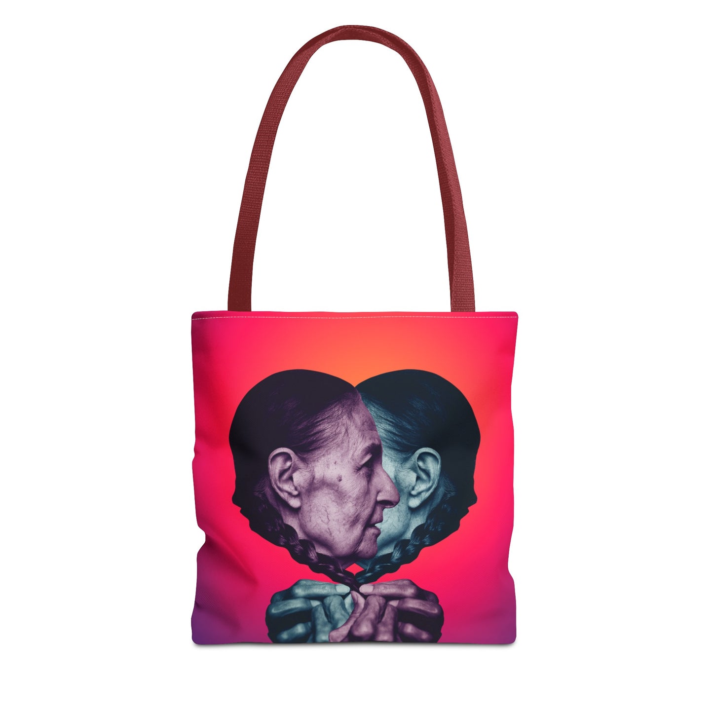 Mesmerizing Collage Art Tote Bag "Keeping Secrets" - Woman Whispering Secret into Her Own Ear