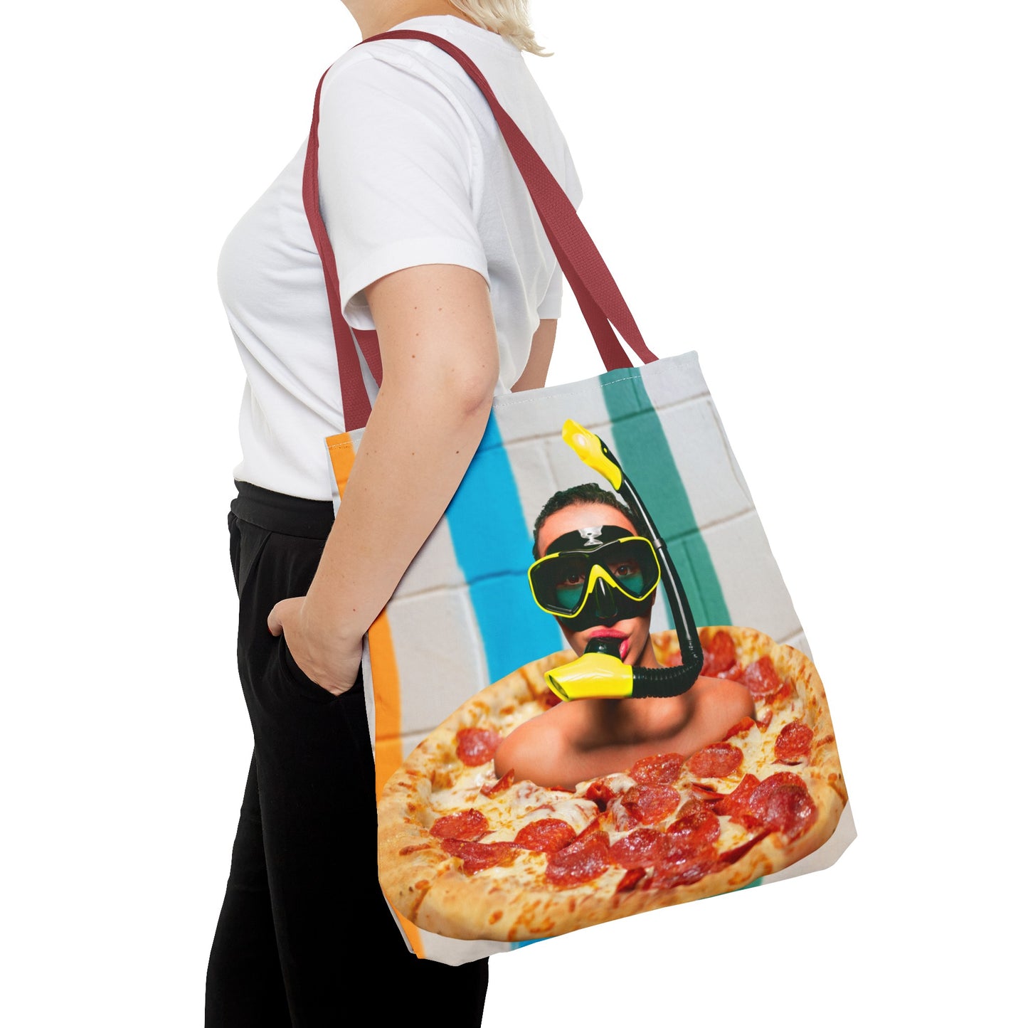 Cheesy Pizza Scuba Diver Tote Bag - Colorful Artwork for Divers & Foodies "Grease and Salt"