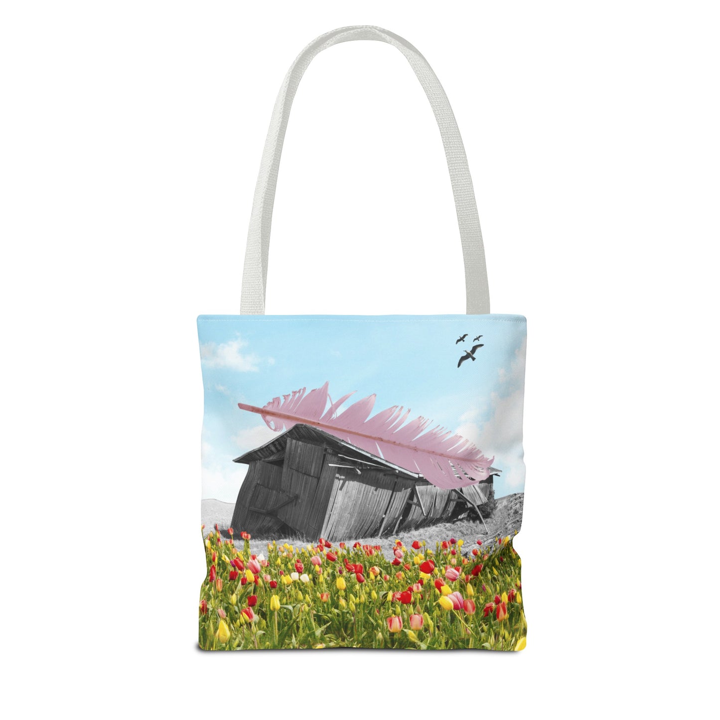 Strong As A Feather Tote Bag with Surreal Collage Art