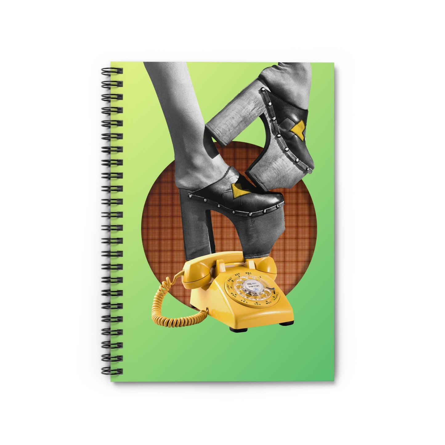 Groovy 70's Spiral Notebook with Collage Art 'Hold My Calls' Print - Retro Vibes!