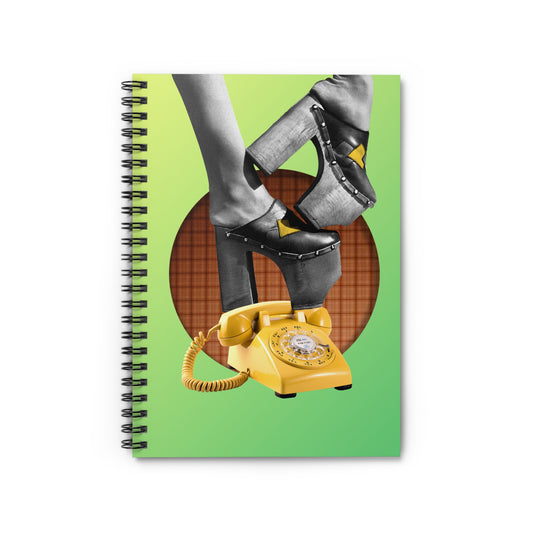 Groovy 70's Spiral Notebook with Collage Art 'Hold My Calls' Print - Retro Vibes!