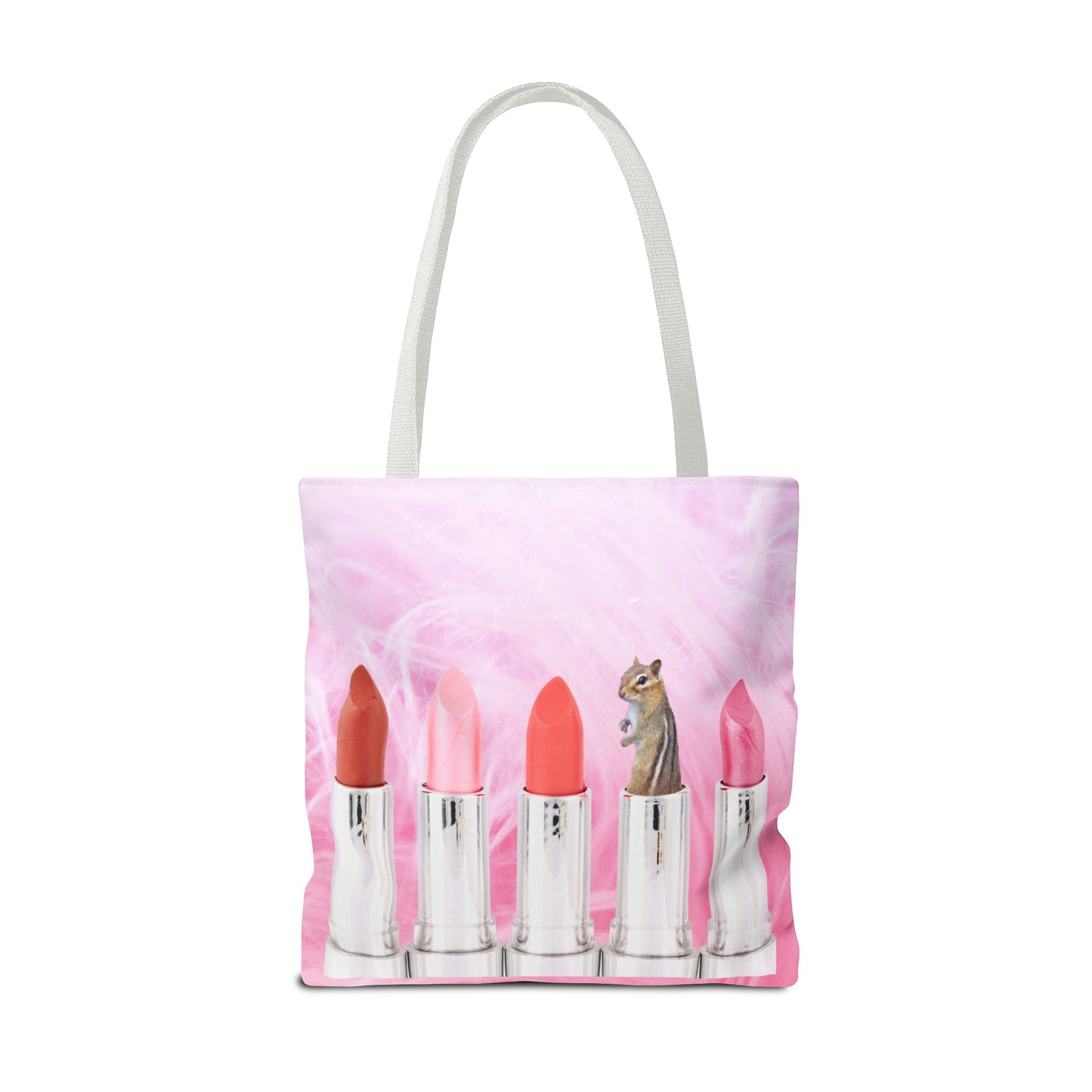 Vibrant Lipstick Tote Bag with Chipmunk Surprise - Unique Gift "Shocking Color"