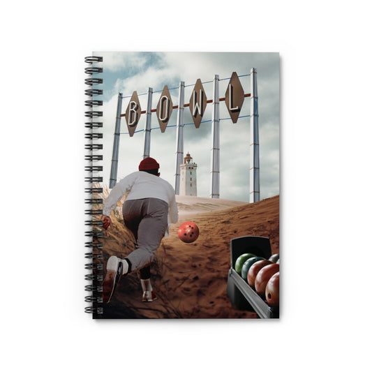 Unique Spiral Notebook with Bowling Themed Collage Art Print 'Striking Distance'
