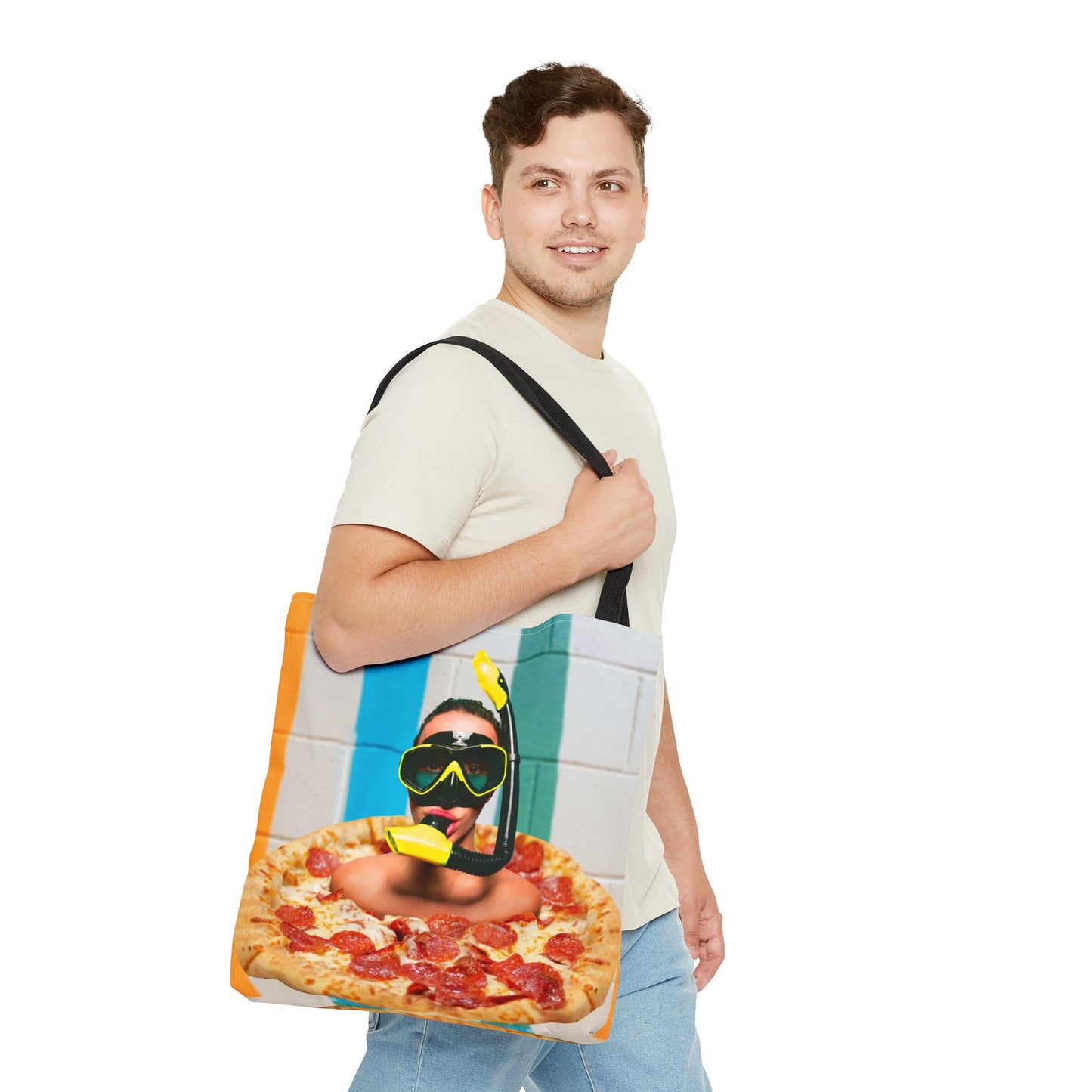 Cheesy Pizza Scuba Diver Tote Bag - Colorful Artwork for Divers & Foodies "Grease and Salt"
