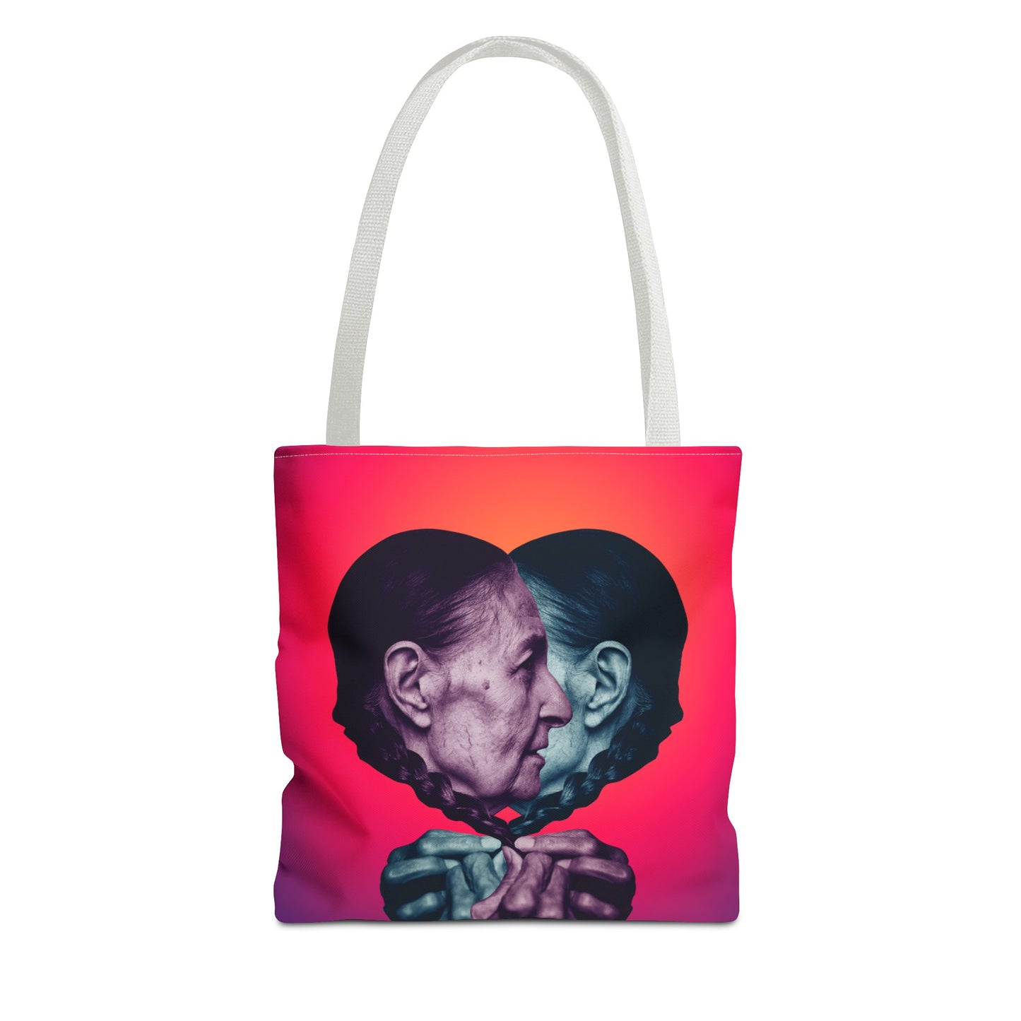 Mesmerizing Collage Art Tote Bag "Keeping Secrets" - Woman Whispering Secret into Her Own Ear