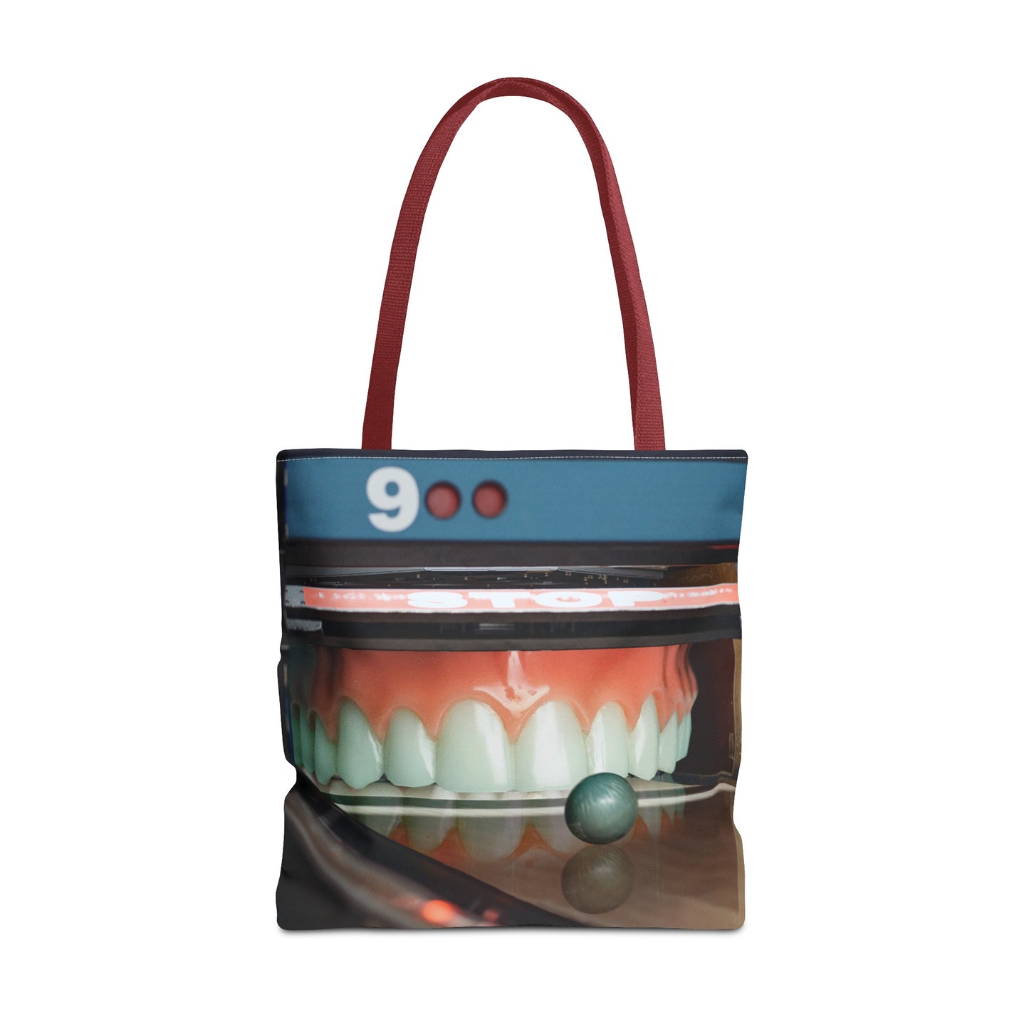 Gutter Mouth Tote Bag with Whimsical Bowling Lane Collage Art Bowler's Dental Tote