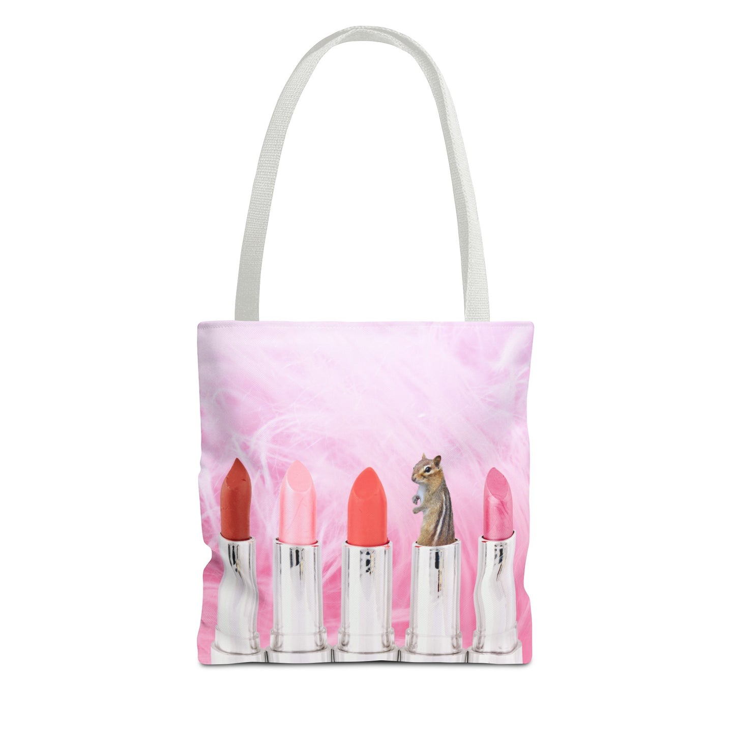Vibrant Lipstick Tote Bag with Chipmunk Surprise - Unique Gift "Shocking Color"