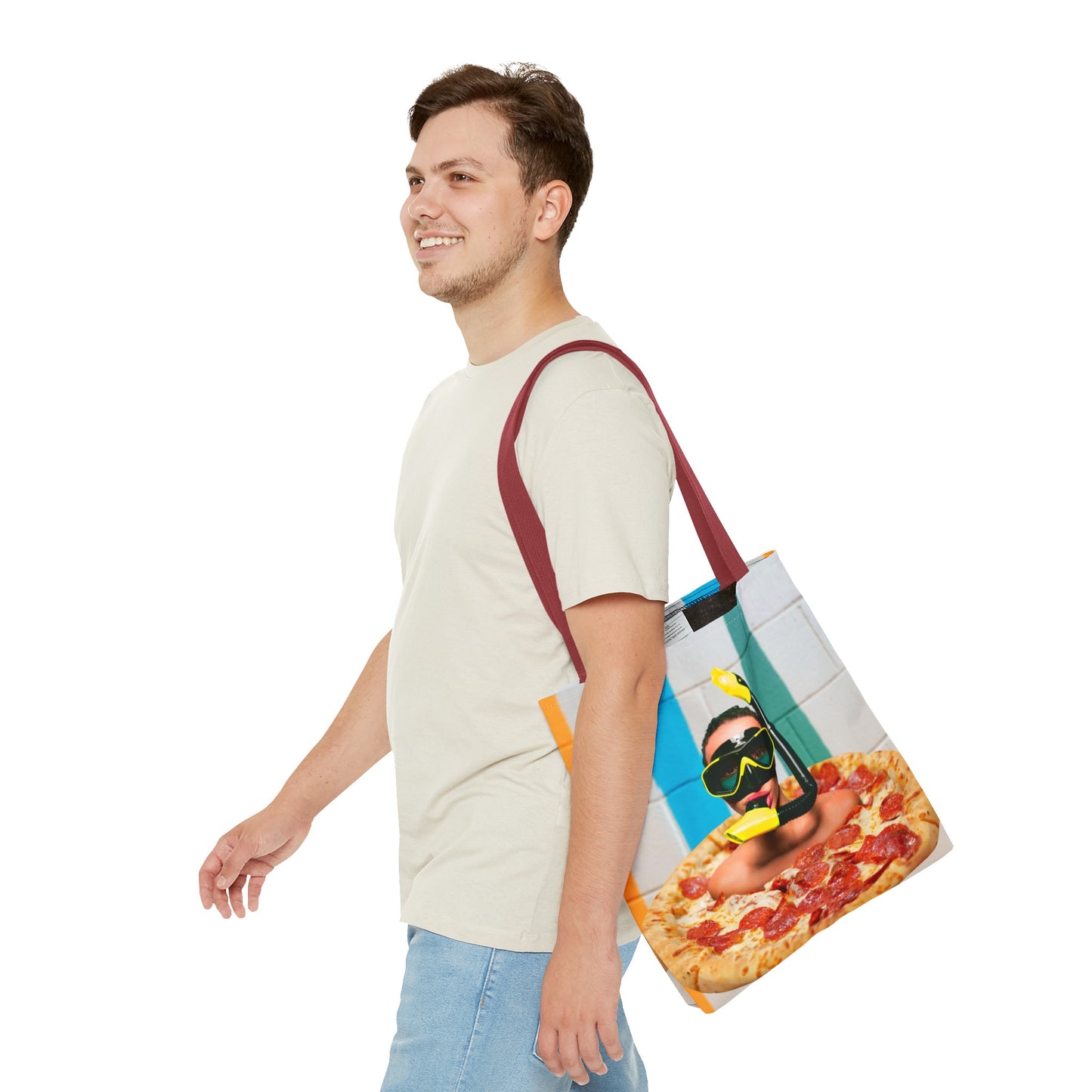 Cheesy Pizza Scuba Diver Tote Bag - Colorful Artwork for Divers & Foodies "Grease and Salt"