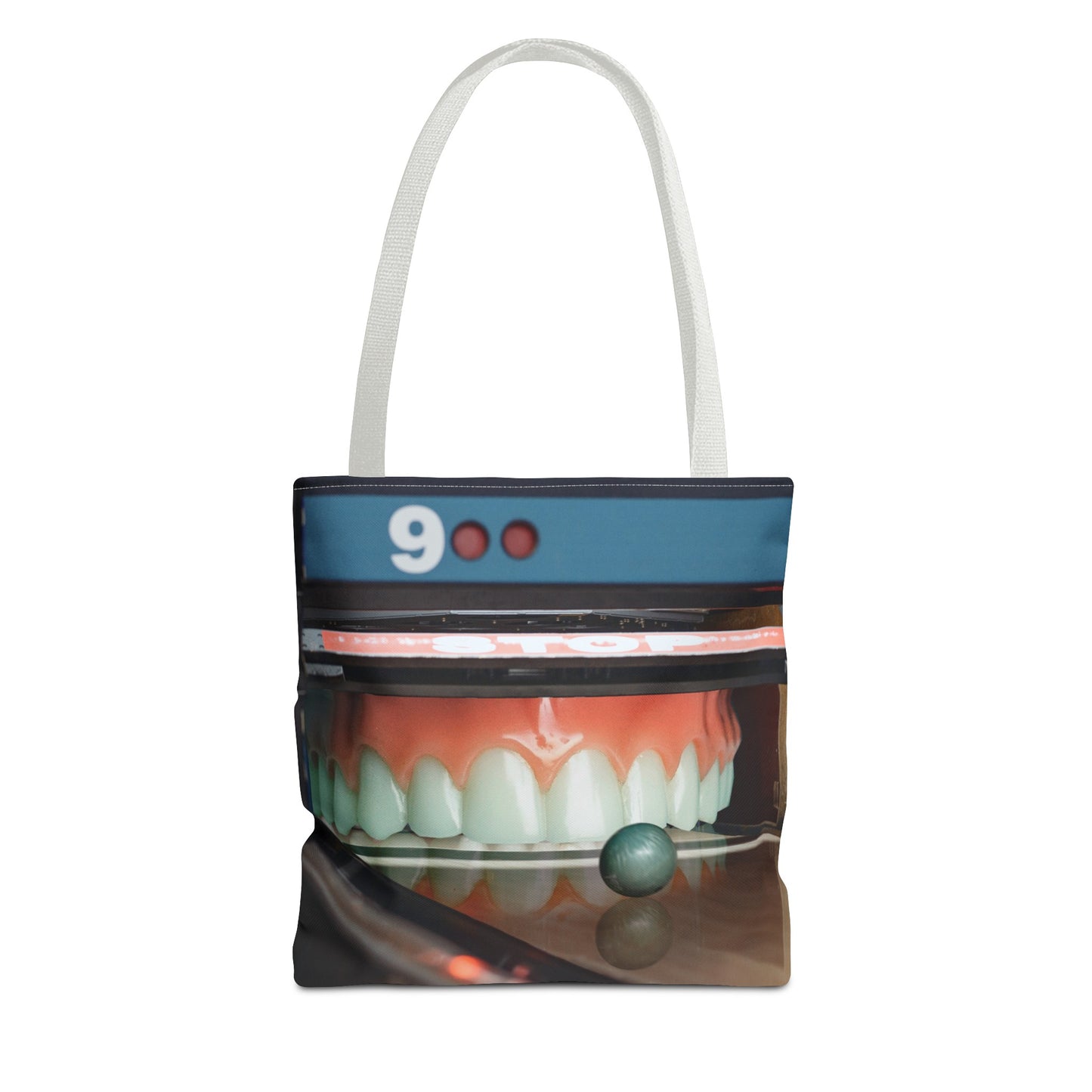Gutter Mouth Tote Bag with Whimsical Bowling Lane Collage Art Bowler's Dental Tote