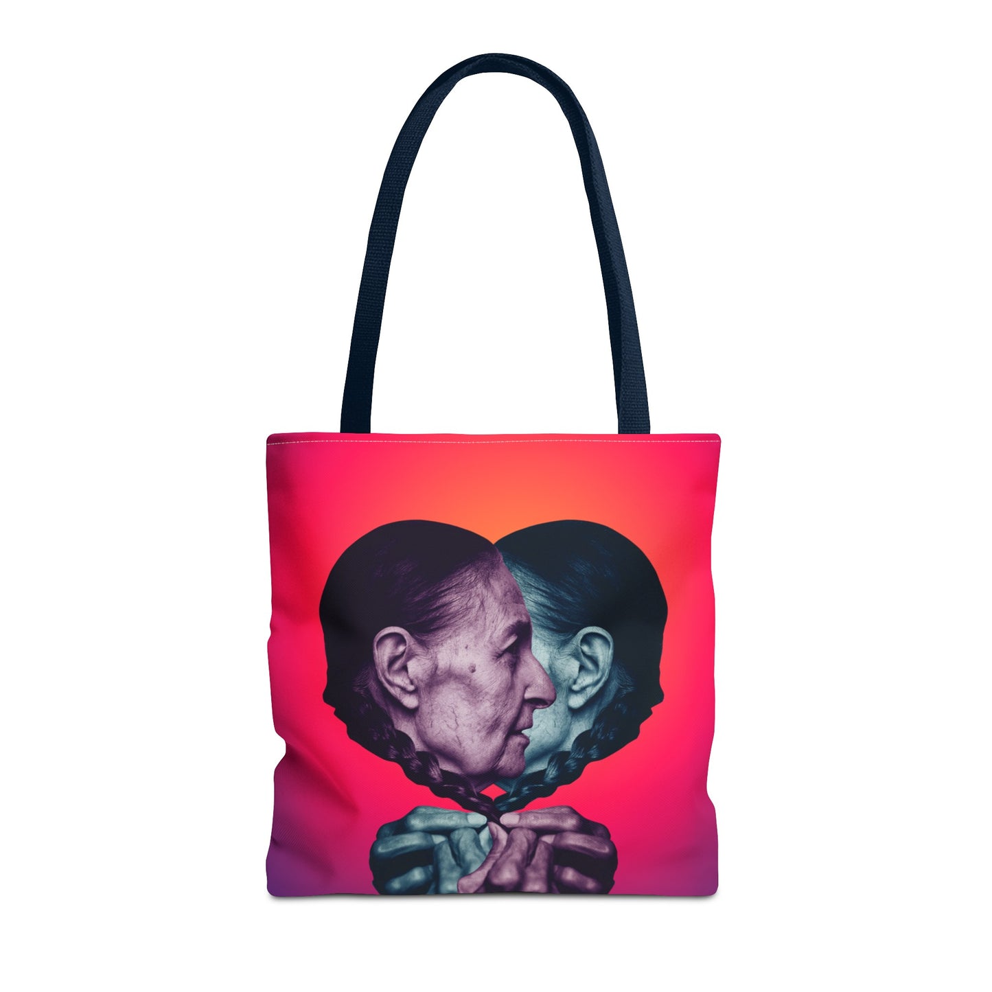 Mesmerizing Collage Art Tote Bag "Keeping Secrets" - Woman Whispering Secret into Her Own Ear