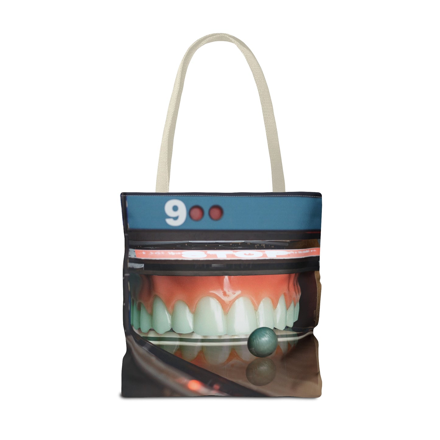 Gutter Mouth Tote Bag with Whimsical Bowling Lane Collage Art Bowler's Dental Tote