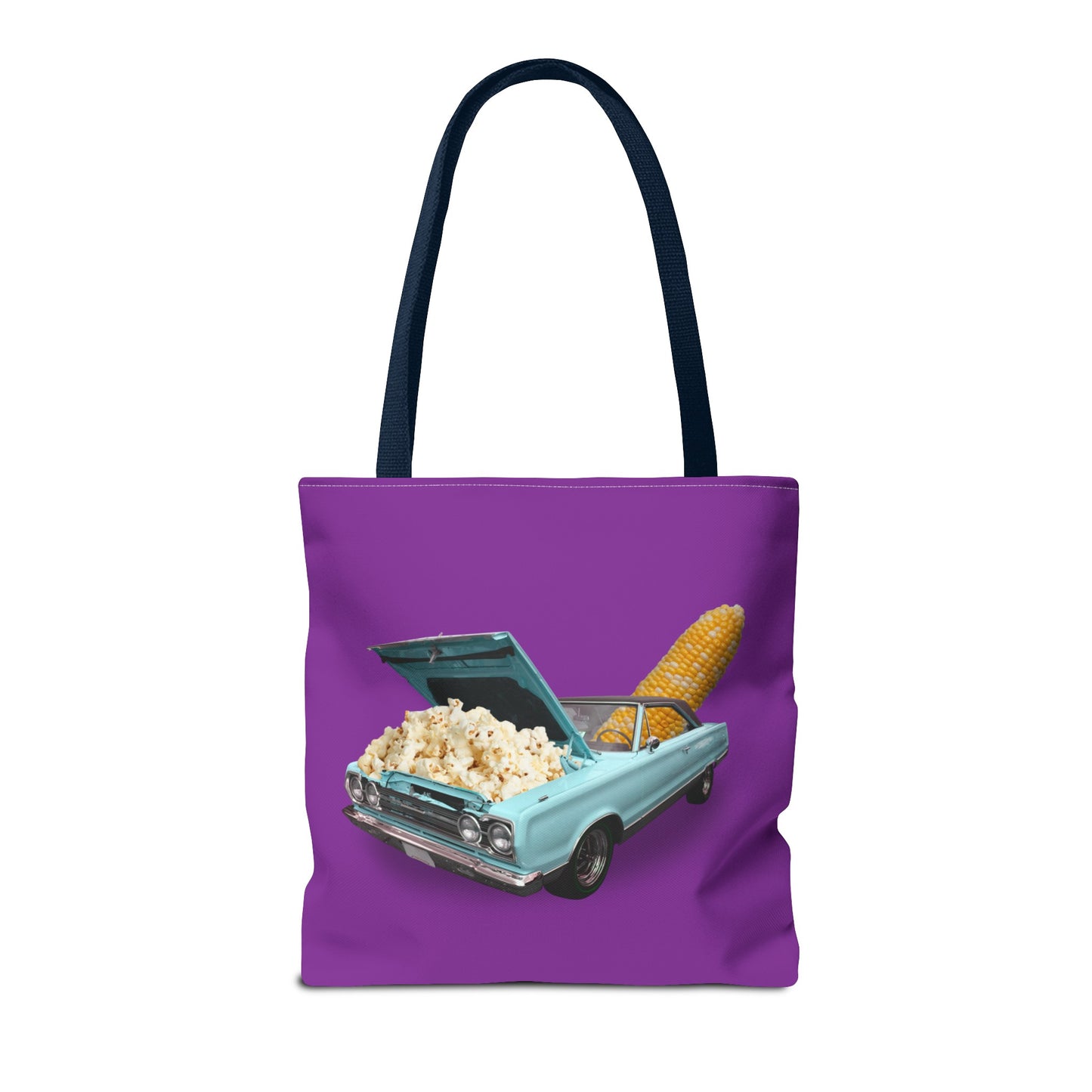 Quirky Tote Bag with Surreal Popcorn Car Art Print - Poppin' Ride