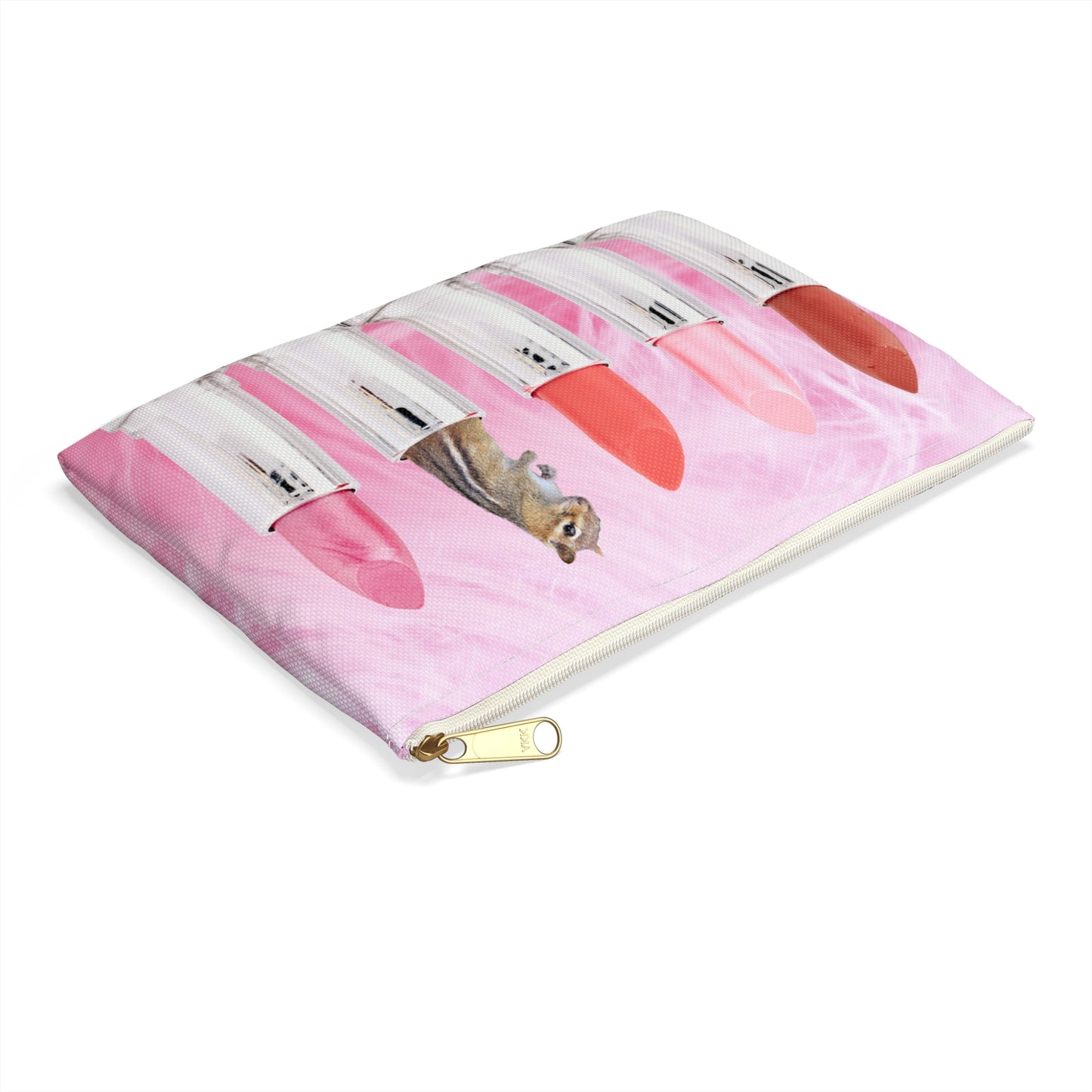 Vibrant Lipstick Accessory Pouch with Chipmunk Surprise - Unique Gift "Shocking Color"