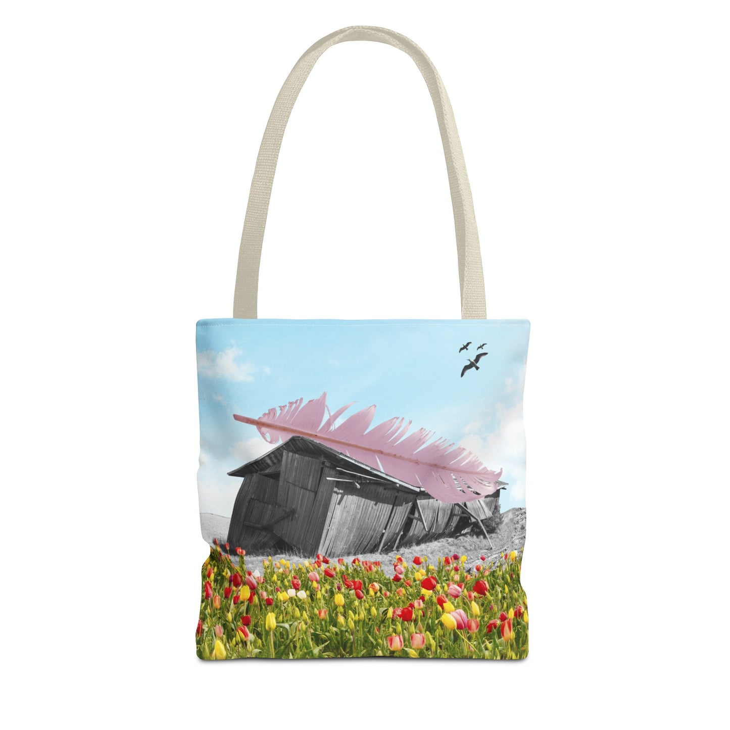 Strong As A Feather Tote Bag with Surreal Collage Art
