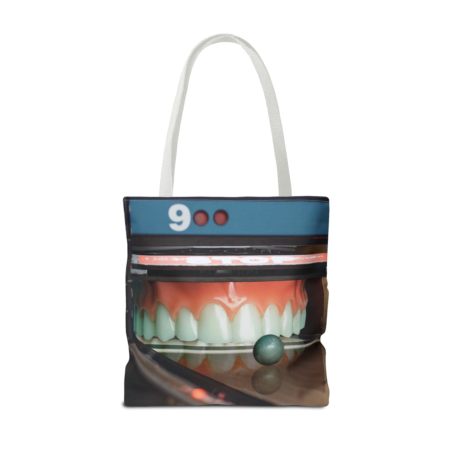 Gutter Mouth Tote Bag with Whimsical Bowling Lane Collage Art Bowler's Dental Tote