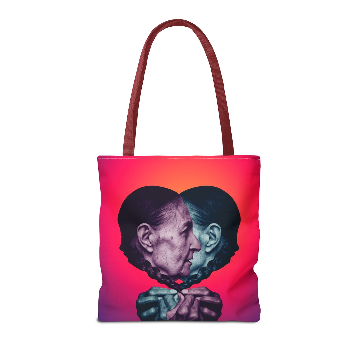 Mesmerizing Collage Art Tote Bag "Keeping Secrets" - Woman Whispering Secret into Her Own Ear