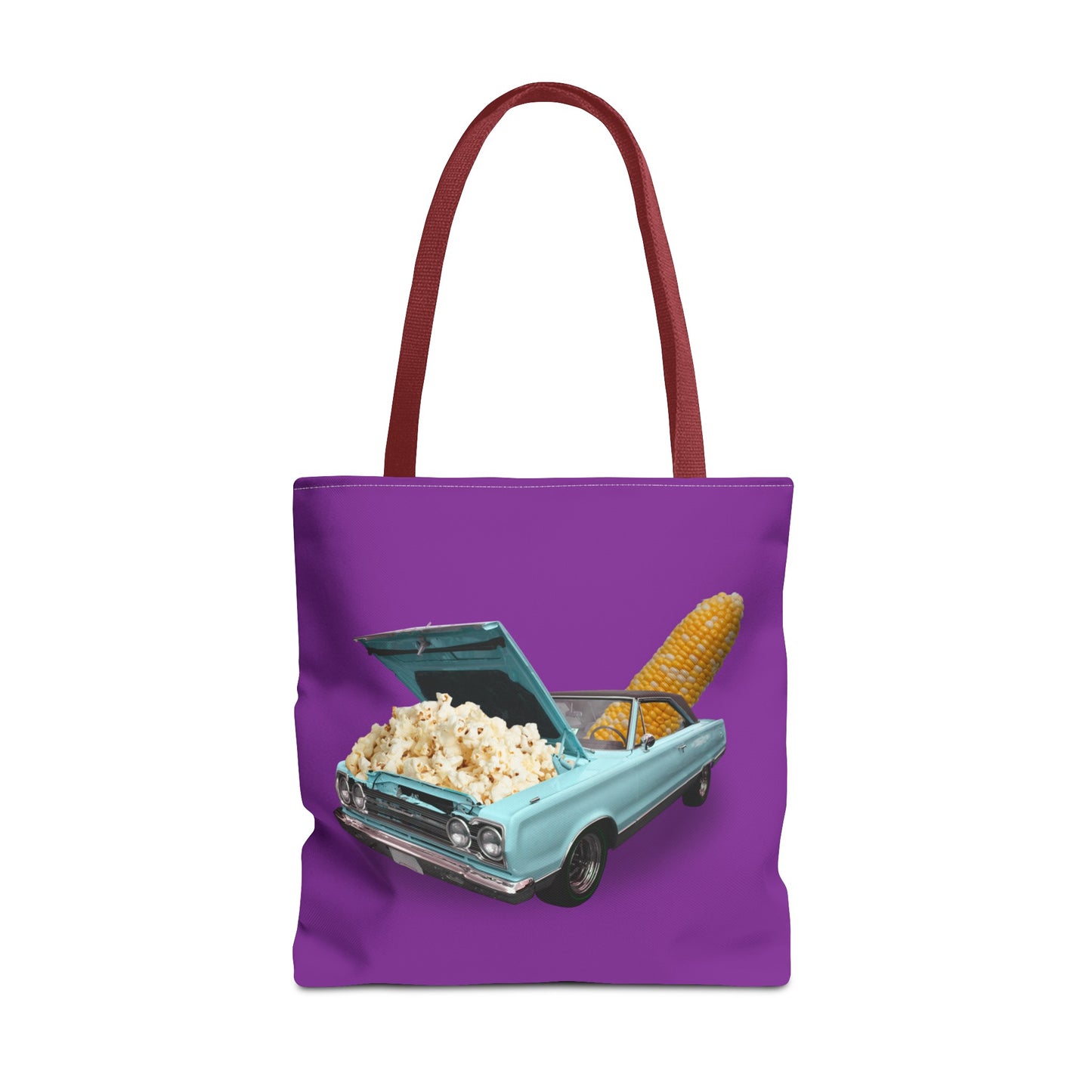 Quirky Tote Bag with Surreal Popcorn Car Art Print - Poppin' Ride