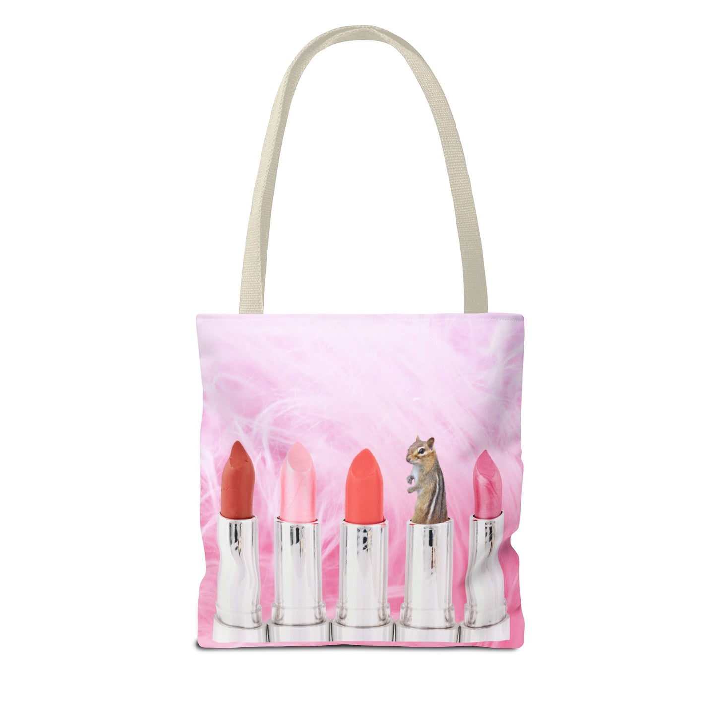 Vibrant Lipstick Tote Bag with Chipmunk Surprise - Unique Gift "Shocking Color"