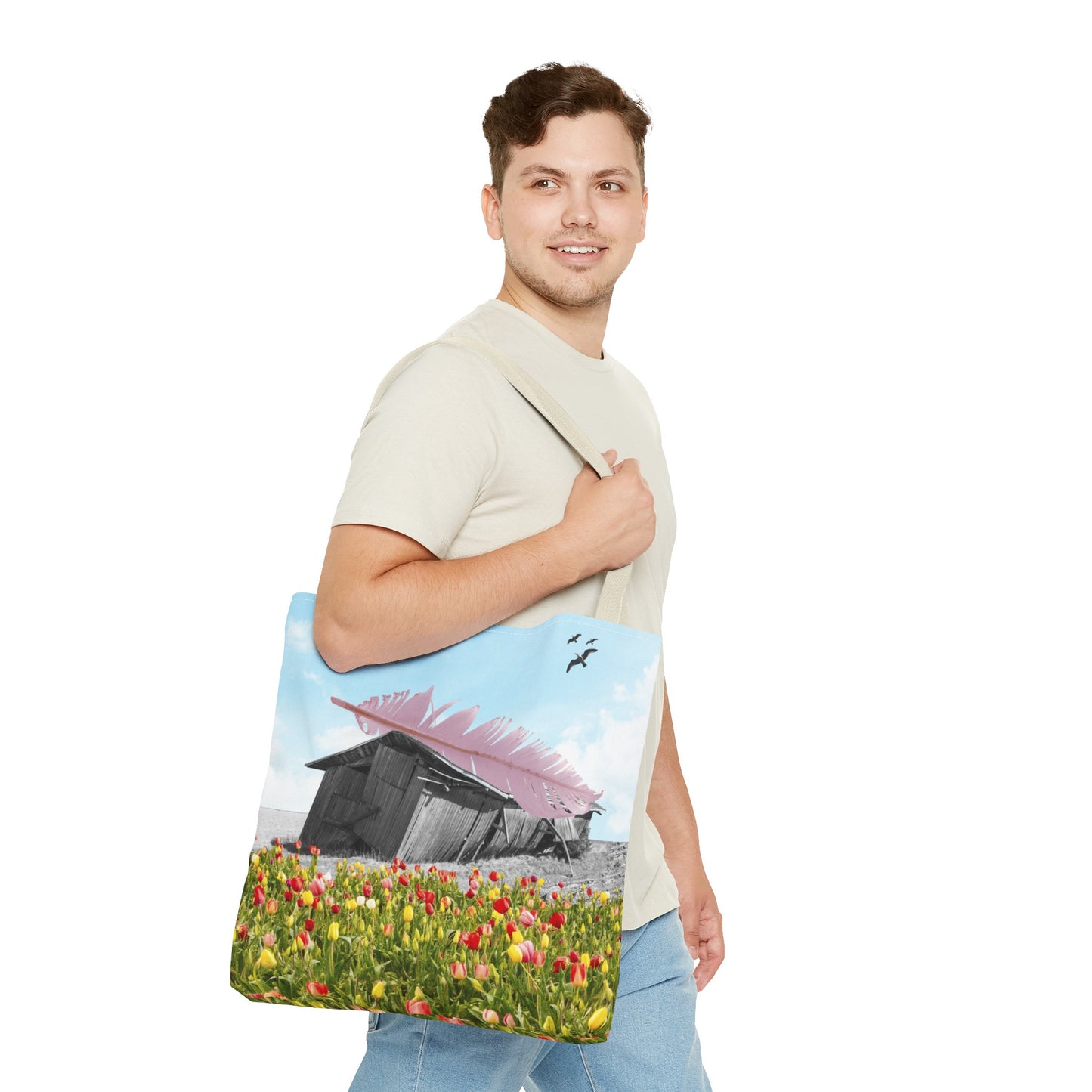 Strong As A Feather Tote Bag with Surreal Collage Art