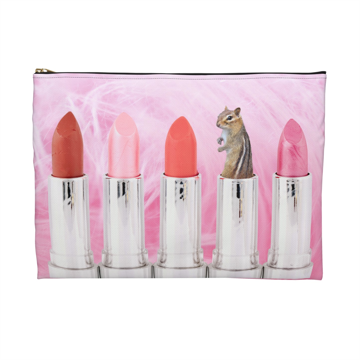 Vibrant Lipstick Accessory Pouch with Chipmunk Surprise - Unique Gift "Shocking Color"
