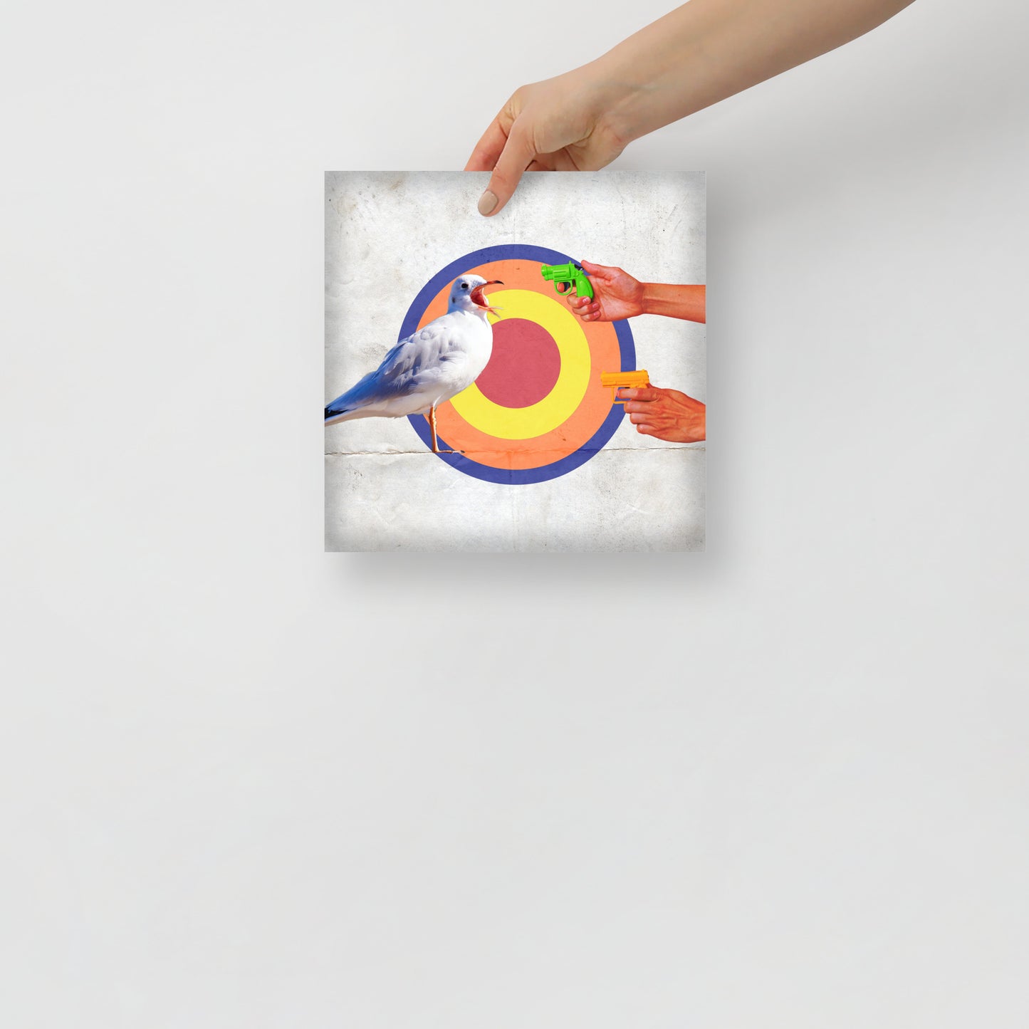 Collage Art Print of “Stick ‘Em Up, Seagull”