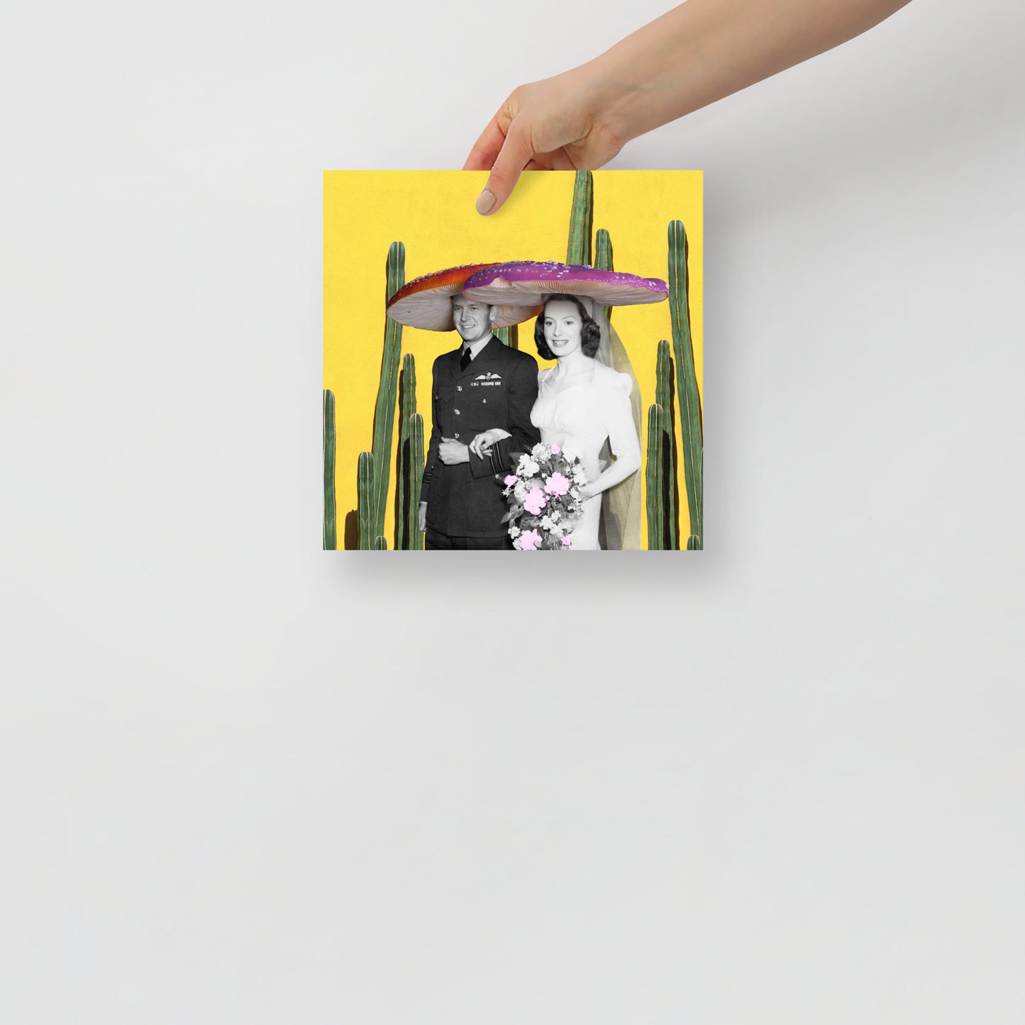Collage Art Print of “Here Comes The Shroom”