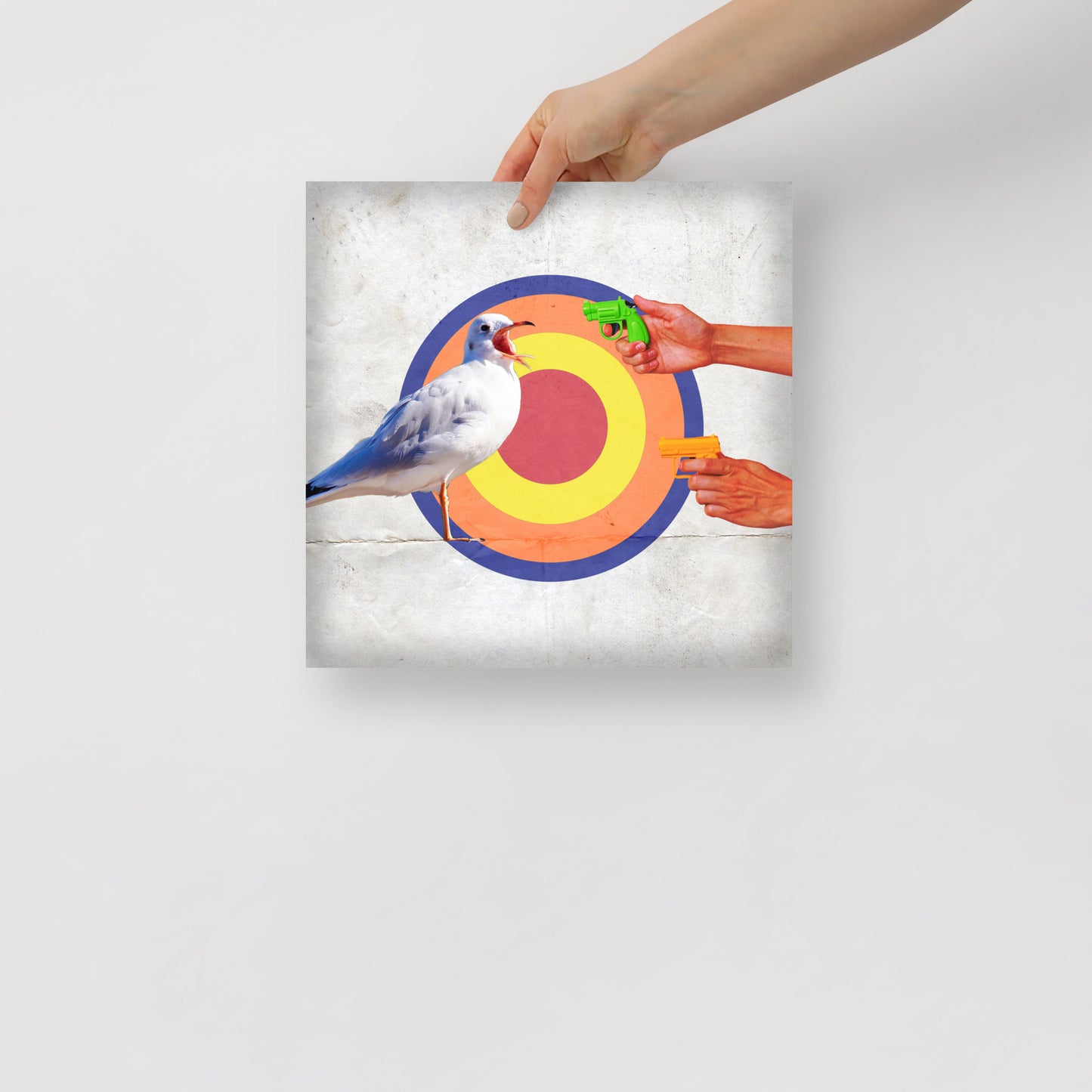 Collage Art Print of “Stick ‘Em Up, Seagull”