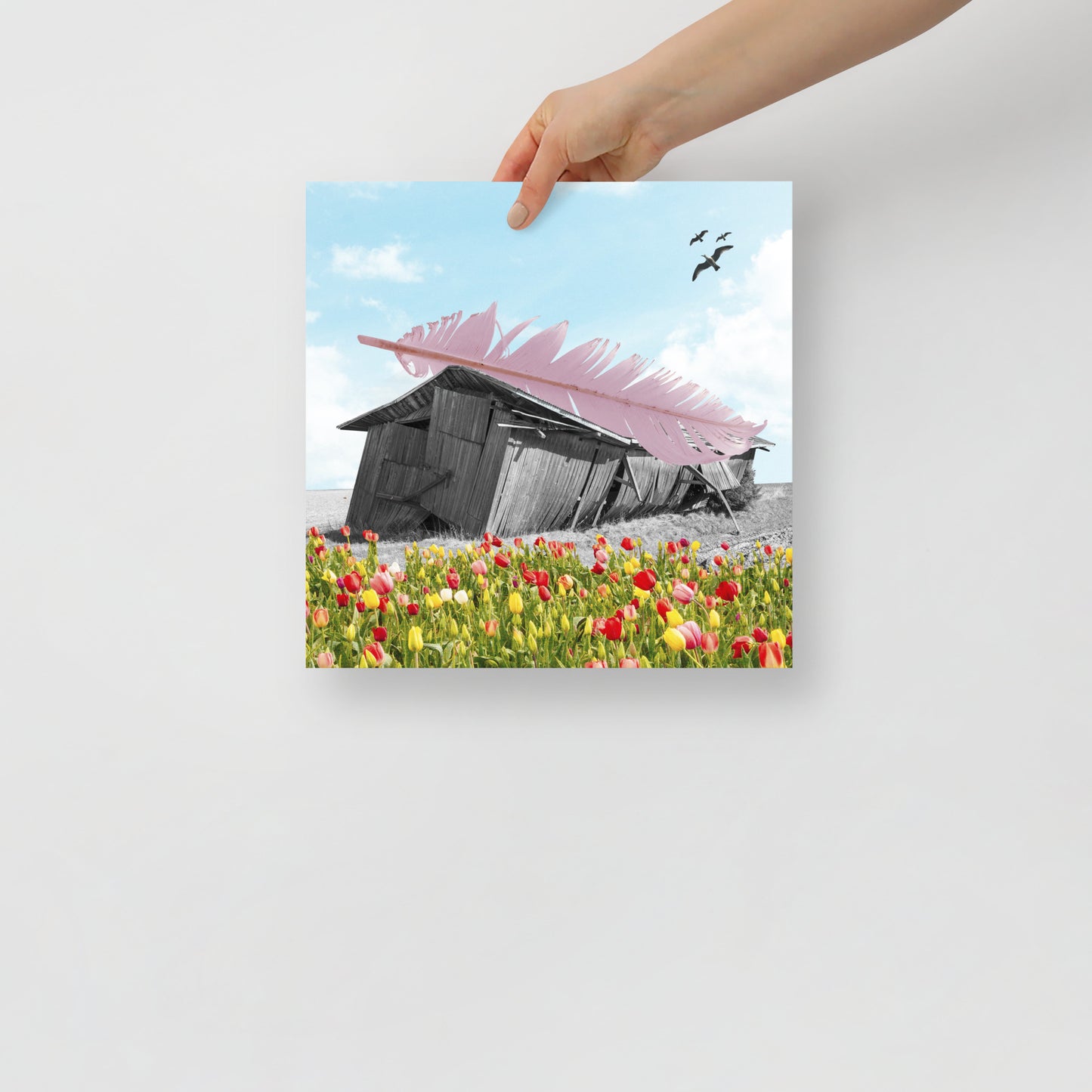 Collage Art Print of “Strong As A Feather”
