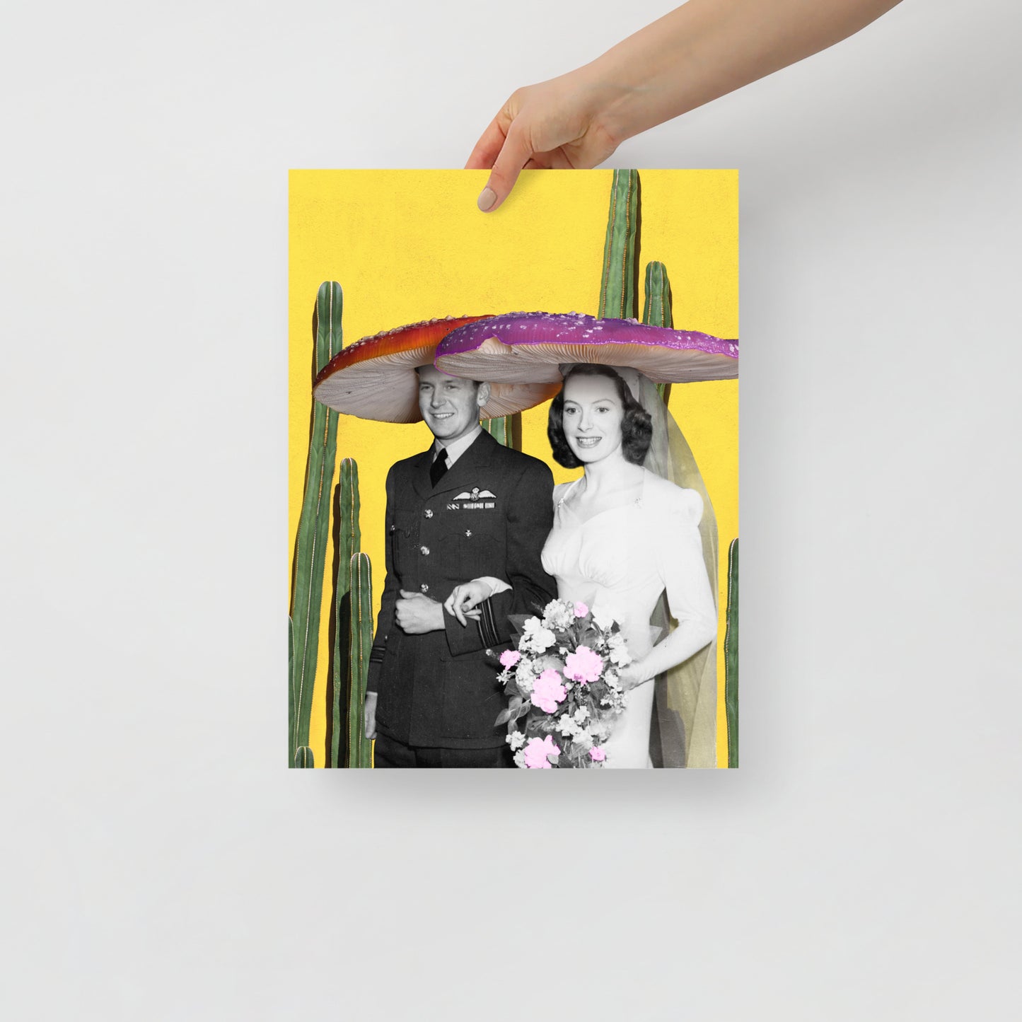 Collage Art Print of “Here Comes The Shroom”