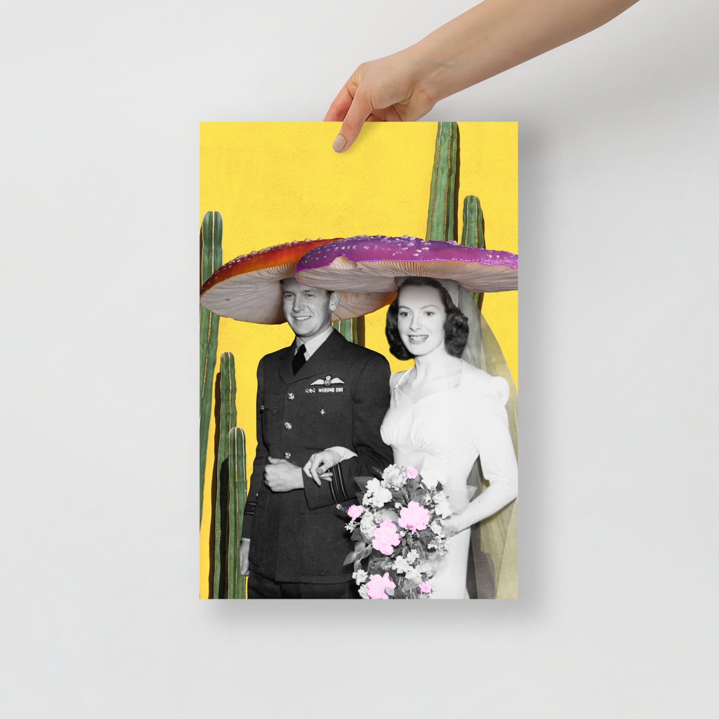 Collage Art Print of “Here Comes The Shroom”