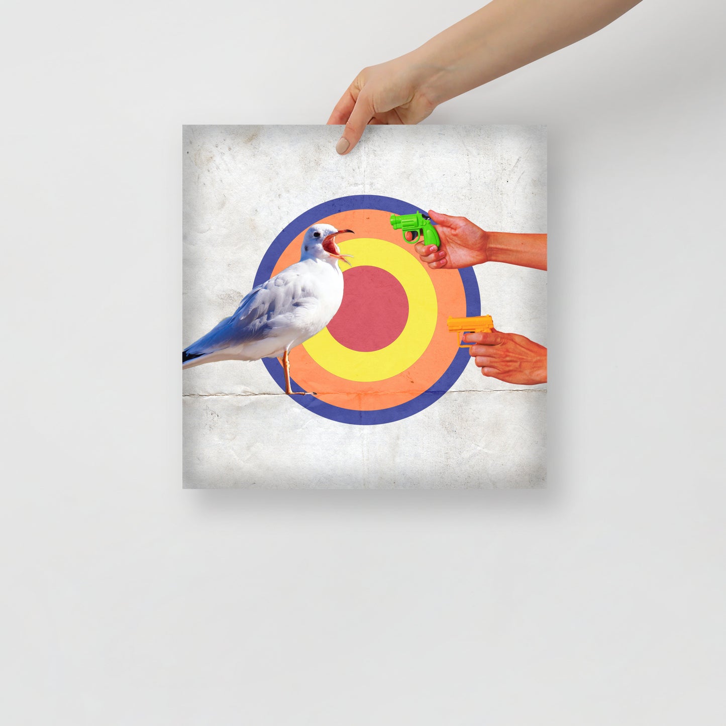 Collage Art Print of “Stick ‘Em Up, Seagull”