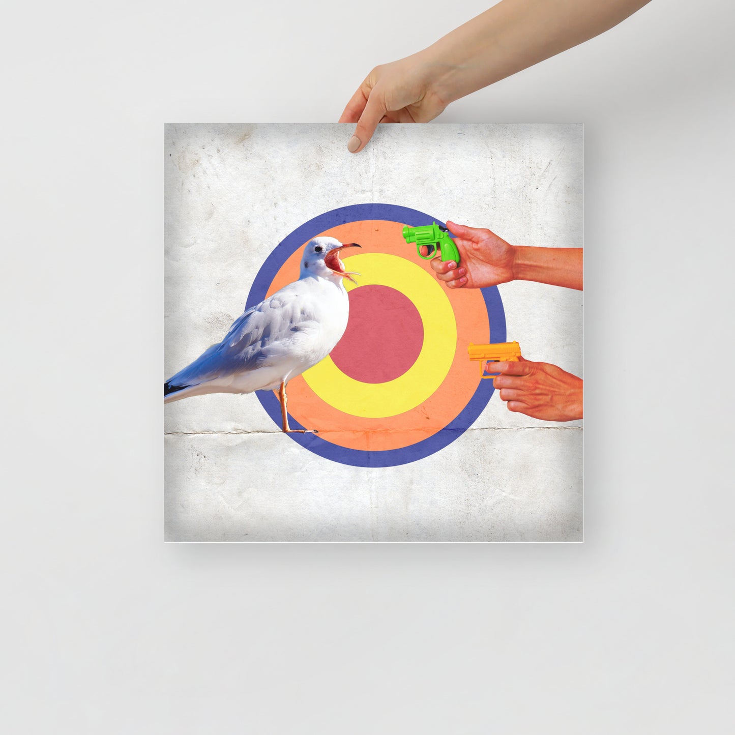 Collage Art Print of “Stick ‘Em Up, Seagull”
