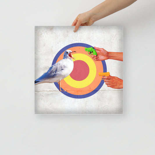 Collage Art Print of “Stick ‘Em Up, Seagull”