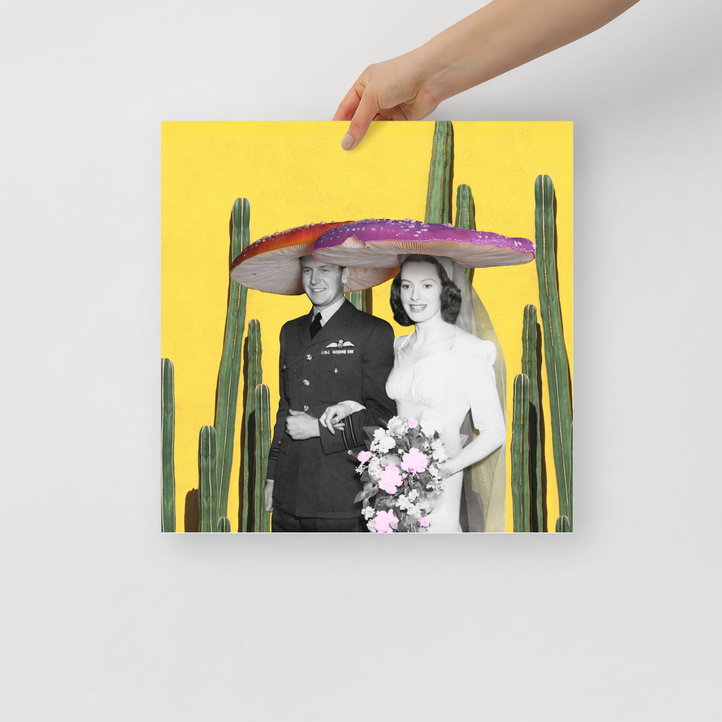 Collage Art Print of “Here Comes The Shroom”