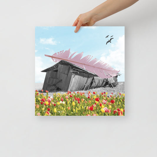 Collage Art Print of “Strong As A Feather”