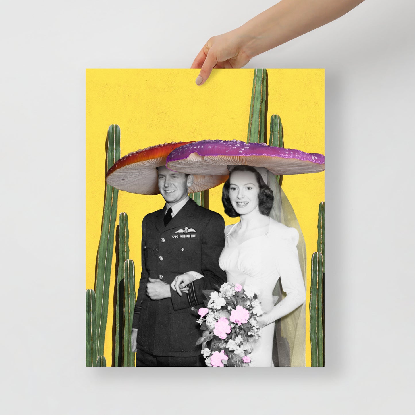 Collage Art Print of “Here Comes The Shroom”